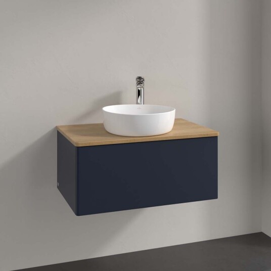 Villeroy & Boch  Antao Servantskap med 1 skuff 80x50x36 cm m/lys Blå Matt/Eik