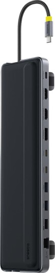 Baseus Elitejoy Eh3 Hub 12In1 Usb-C Dokkingstasjon - 2Xhdmi 4K@60Hz Displayport 4K@60Hz 2Xusb-C 10Gb/S 2Xusb-A 5Gb/S Usb-A 480Mb/S Sd/Microsd 3.0 Rj45 1Gigabit Usb-C Powerdelivery - Grå