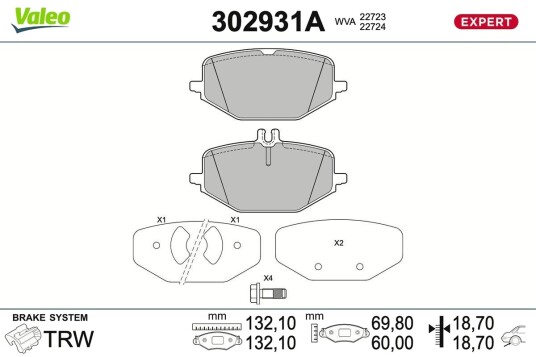 VALEO 302931A Bremseklosser