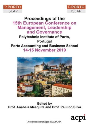 ECMLG19 Proceedings of the 15th European Conference on Management Leadership and Governance ECMLG19 Proceedings of the 15th European Conference on Management Leadership and Governance