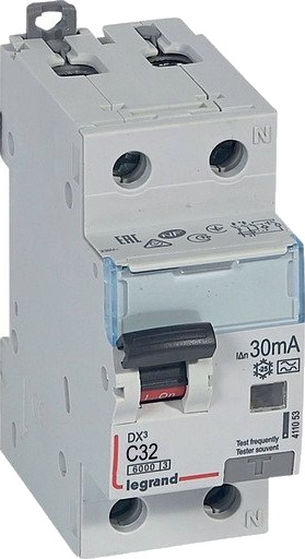 Legrand DX3 RCBO kombinasjonsbryter C32 1P+N 30mA type-A 2M 6/6kA Legrand DX3 RCBO kombinasjonsbryter C32 1P+N 30mA type-A 2M 6/6kA