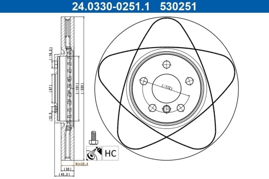 ATE 24.0330-0251.1 Bremseskive