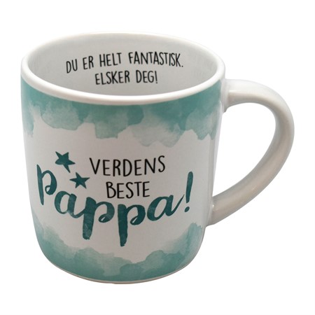 Verdens Beste Pappa Hvitt og Turkist Krus med Tekst Verdens Beste Pappa Hvitt og Turkist Krus med Tekst