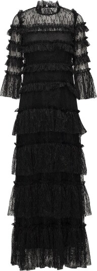 Malina Carmine Long Sleeve Lace Maxi Dress   Black   XXL