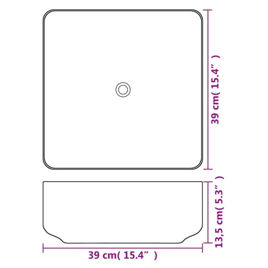 vidaXL Servant kvadratisk keramisk hvit 39x39x13,5 cm