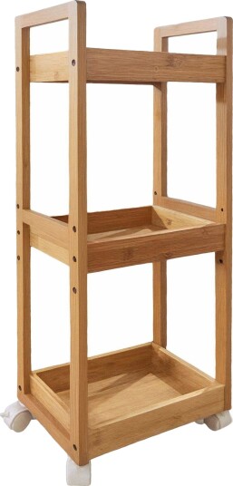 Oppbevaringsvogn i bambus – 3 hyller justerbar slank design