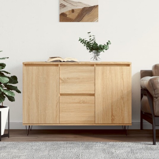 vidaXL Skjenk sonoma eik 104x35x70 cm konstruert tre