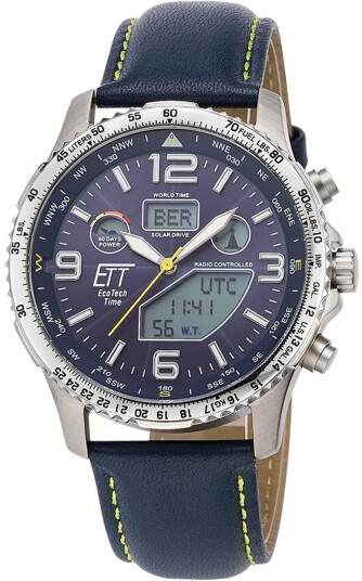 ETT Eco Tech Time Herreklokke EGT 11574 31L Professional Blå/Lær ETT Eco Tech Time Herreklokke EGT 11574 31L Professional Blå/Lær