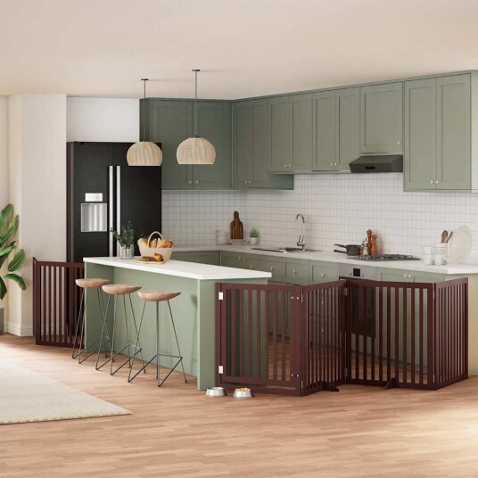 Vidaxl Hundeport Sammenleggbar 6 Paneler Brun 480 cm Poppeltre