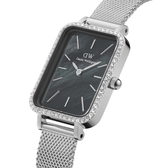 Daniel Wellington DW Watch Quadro Lumine Bezel Sterling Black MOP 20x26mm Silver