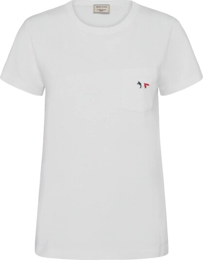 Maison Kitsune Tee Shirt Tricolor Fox Patch   White   M