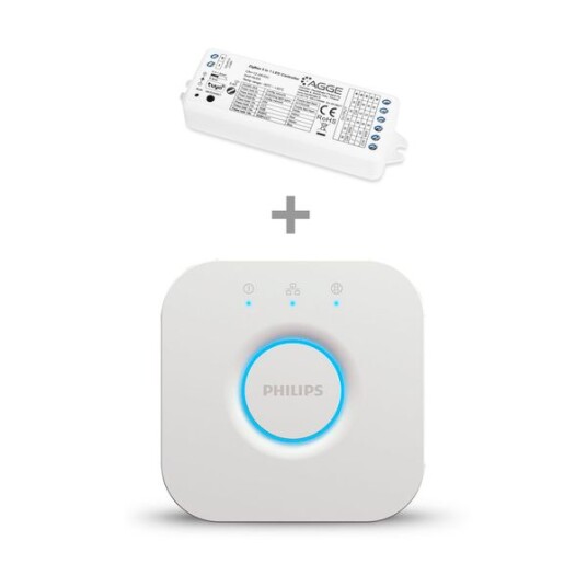 Driver til LED stripe AGGE 5 i 1 Colour Controller Zigbee + RF 2,4 GHz Driver + Philips Hue Bridge Driver til LED stripe AGGE 5 i 1 Colour Controller Zigbee + RF 2,4 GHz Driver + Philips Hue Bridge