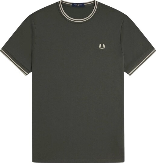 Fred Perry Twin Tipped T Shirt   FIELDGREEN/OATME   XL