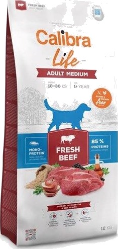 Calibra Adult Hundemat Dog Life Medium Fresh Glutenfri Beef 12 kg
