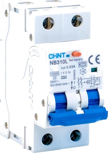 Cenika Chint Jordfeilautomat 2P 10A B kar 30mA 10kA