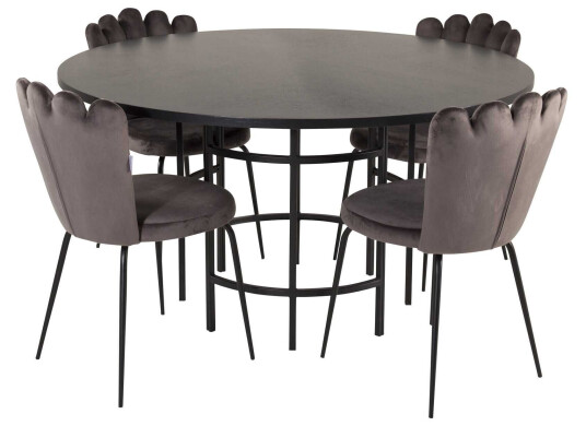 Venture Design Copenhagen & Limhamn spisegruppe Svart/grå 4 st stoler & bord 140 cm