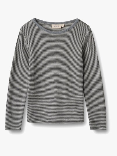 Wheat Alfie Topp med Lange Ermer Merinoull Navy Stripe 110 Wheat Alfie Topp med Lange Ermer Merinoull Navy Stripe 110