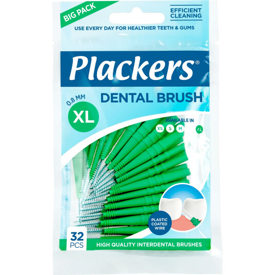 32 stk. Mellomromsbørster Plackers Dental 0,8 Brush ISO 5 GRØNN 32 stk. Mellomromsbørster Plackers Dental 0,8 Brush ISO 5 GRØNN