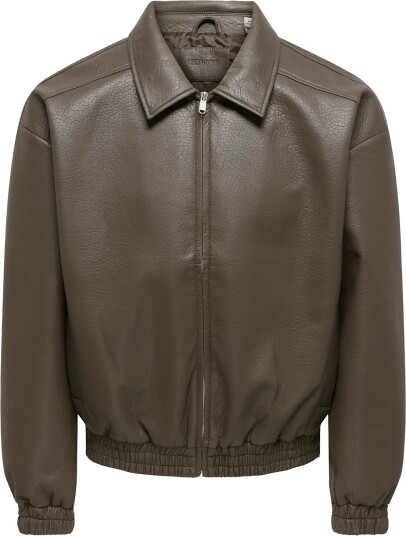 ONLY & SONS Onsrex Pu Jacket Otw Vd Brown L