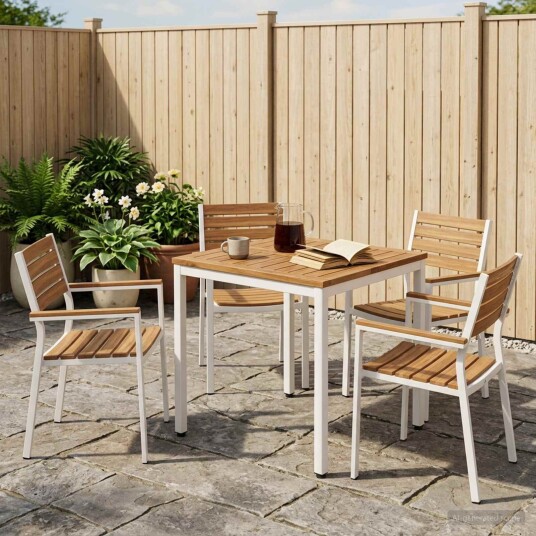 vidaXL Hage middagsbord Naturlig og Hvit 60 x 60,5 x 75 cm