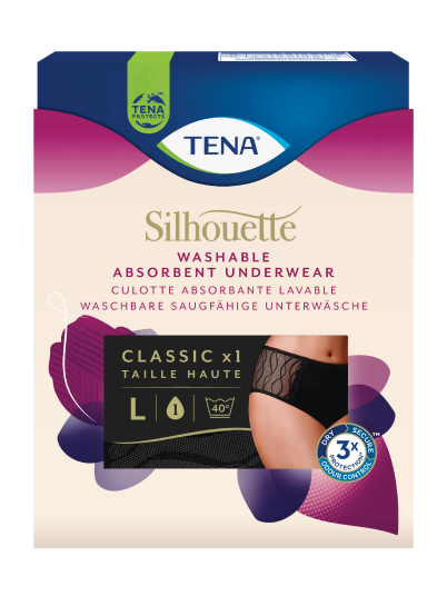 Tena Silhouette Washable Underwear Truse Sort Large 1 stk.