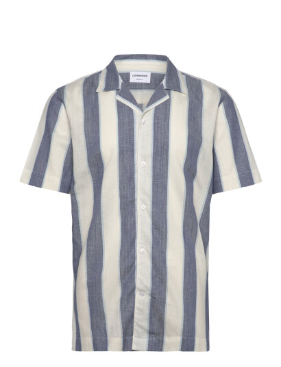 Lindbergh Striped Linen/Cotton Shirt S/S - Multi/patterned - XL