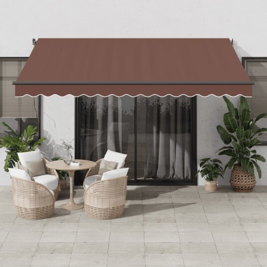  Manuell uttrekkbar markise brun 400x350 cm 3215403