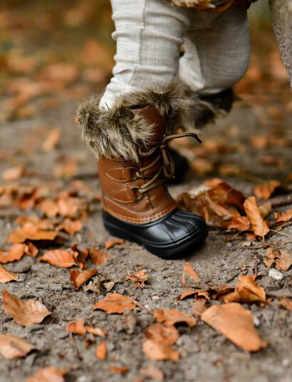 mikk-line Winter Boot Rubber W. Fake Fur - Brown - 24