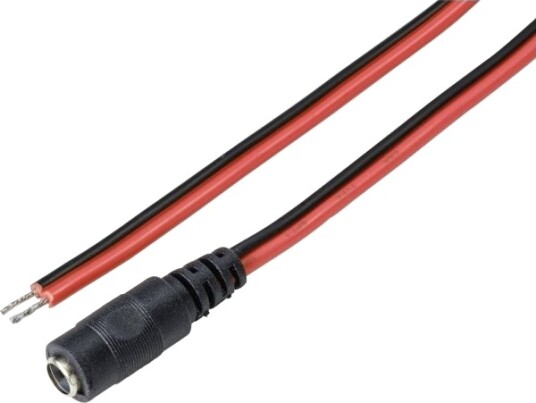 Tru Components Lavvolt Tilkoblingskabel Lavspennings Tilkobling Åpen Ende 5,5 Mm 2,1 Mm 2,00 M 1 Stk
