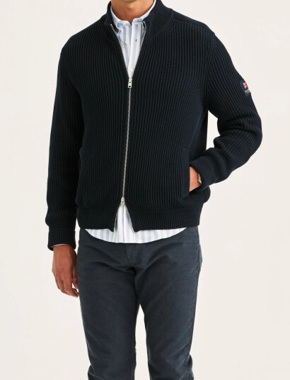 Morris Brenton Zip Cardigan   Navy   XL