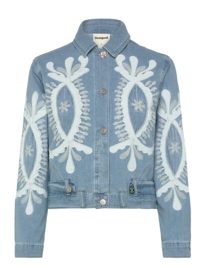 Desigual Woman Denim Trucker Jacket Blue XL