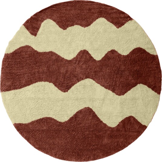 Rundt teppe Amira Natural Cotton Shaggy rød/beige Størrelse: Ø 200 cm