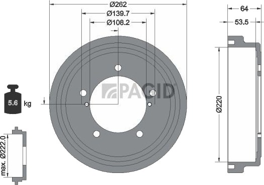 Bremsetrommel PAGID 61460N