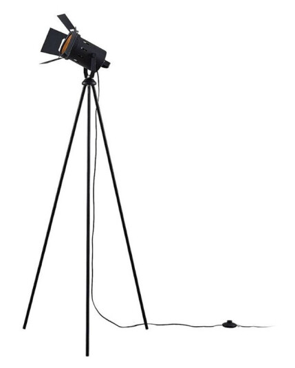 Lindby Trefots-gulvlampe Devon i svart Lindby Trefots-gulvlampe Devon i svart