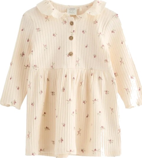 Lindex Ribbed Dress With Long Sleeves   White   50