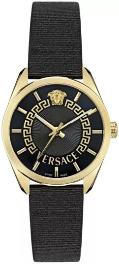 Versace Dameklokke VE8A00224 V Circle Sort/Lær Ø36 mm