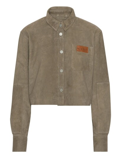 REMAIN Birger Christensen Suede Cropped Shirt Khaki green 36