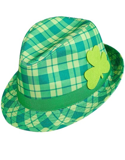 Widmann Grønn Rutete St. Patricks Day Fedorahatt