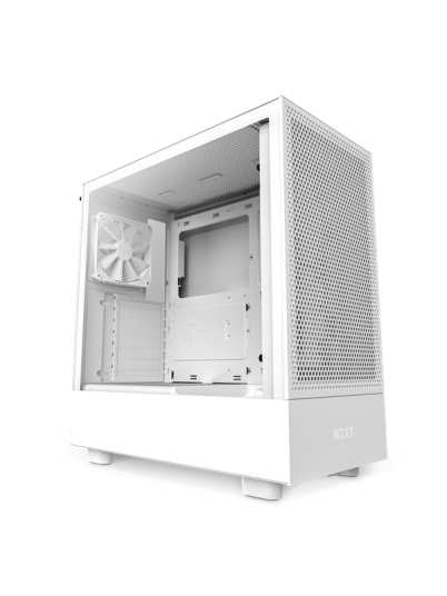 NZXT H5 Flow Midi Tower Kabinett Hvit med Vindu og Utvidet ATX Støtte