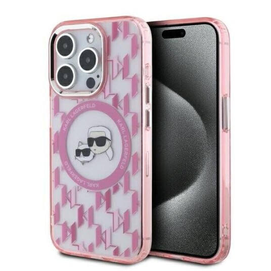 Karl Lagerfeld Iml Monogram Rosa Mobildeksel til iPhone 15 Pro Max 6,7"