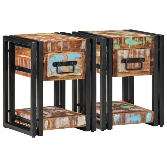 Nattbord 2 stk 40x40x40 cm Massivt gjenvunnet tre