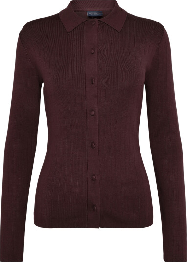 Lexington Clothing Polo Neck Cardigan Burgundy XL