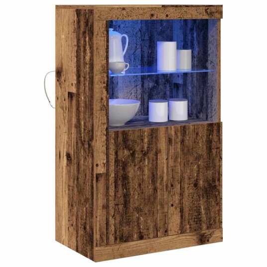 Sideboard med LED Lys Gamle Tre 60,5x37x100 cm