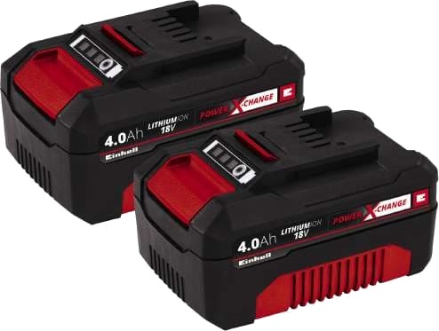 Einhell Power X-Change Twinpack 18V Batteri 4,0Ah Li-Ion - Sort/Rød Einhell Power X-Change Twinpack 18V Batteri 4,0Ah Li-Ion - Sort/Rød
