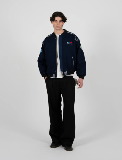 Prohibited Racetrack Jacket Blue Navy L