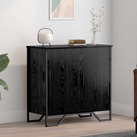 Serviesskap Svart 78 x 35.5 x 74.5 cm Konstruert tre Serviesskap Svart 78 x 35.5 x 74.5 cm Konstruert tre