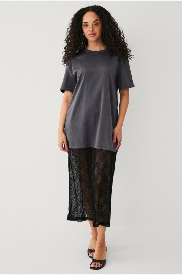 Vila Kjole viAva S/s Lace Detail Grå