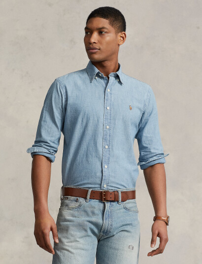 Polo Ralph Lauren Custom Fit Chambray Shirt - Blue - XXL Polo Ralph Lauren Custom Fit Chambray Shirt - Blue - XXL