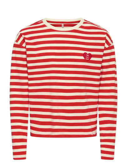 Kids Only Koglivina L/S O Neck Stripe Top Jrs Red 122 128