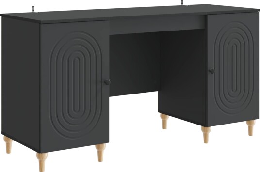 vidaXL Skrivebord med hylle Svart 142,5 x 50 x 75 cm Konstruert tre vidaXL Skrivebord med hylle Svart 142,5 x 50 x 75 cm Konstruert tre
